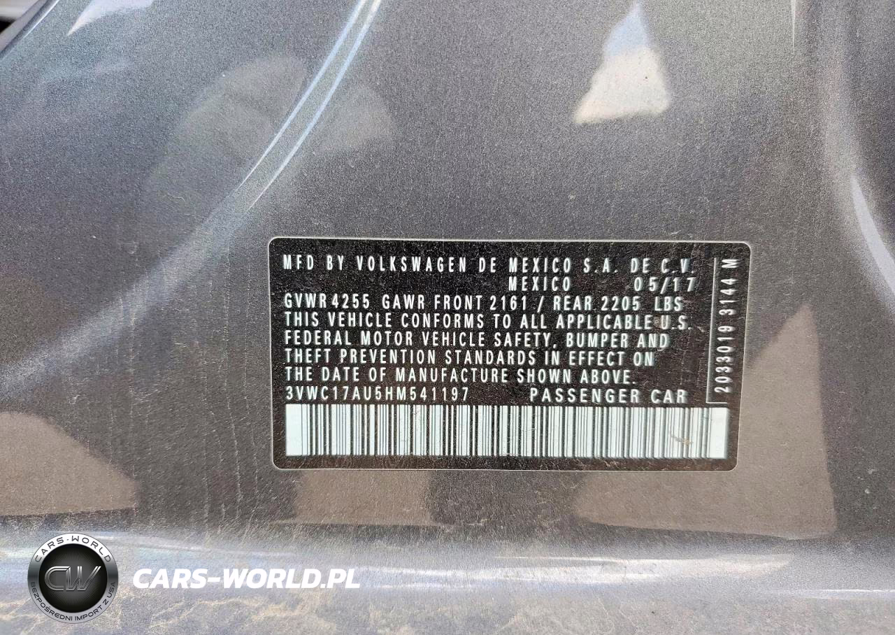 2017 Volkswagen Golf Sportwagen S VIN:3VWC17AU5HM541197 - 12