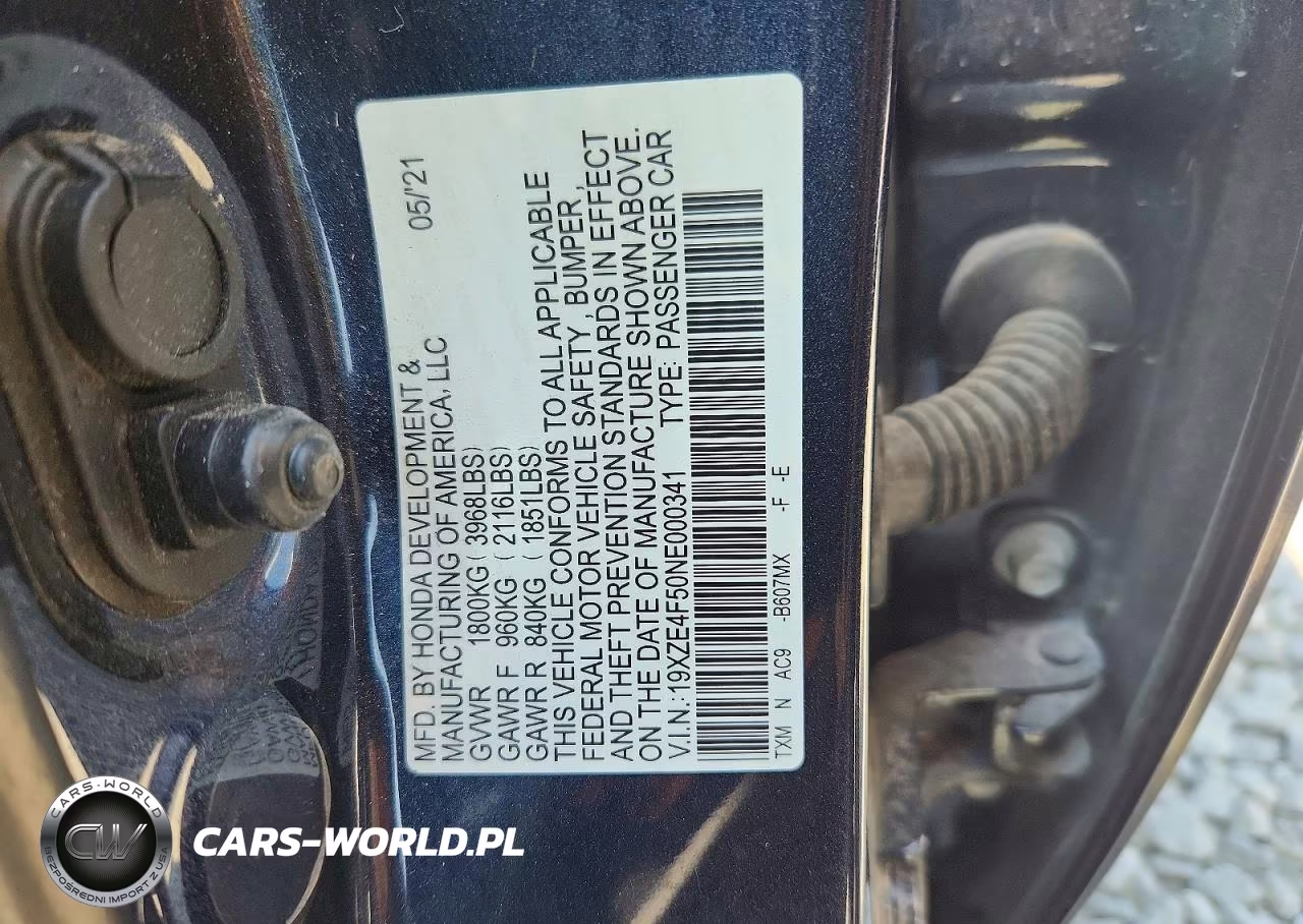 2022 Honda Insight Ex VIN:19XZE4F50NE000341 - 12