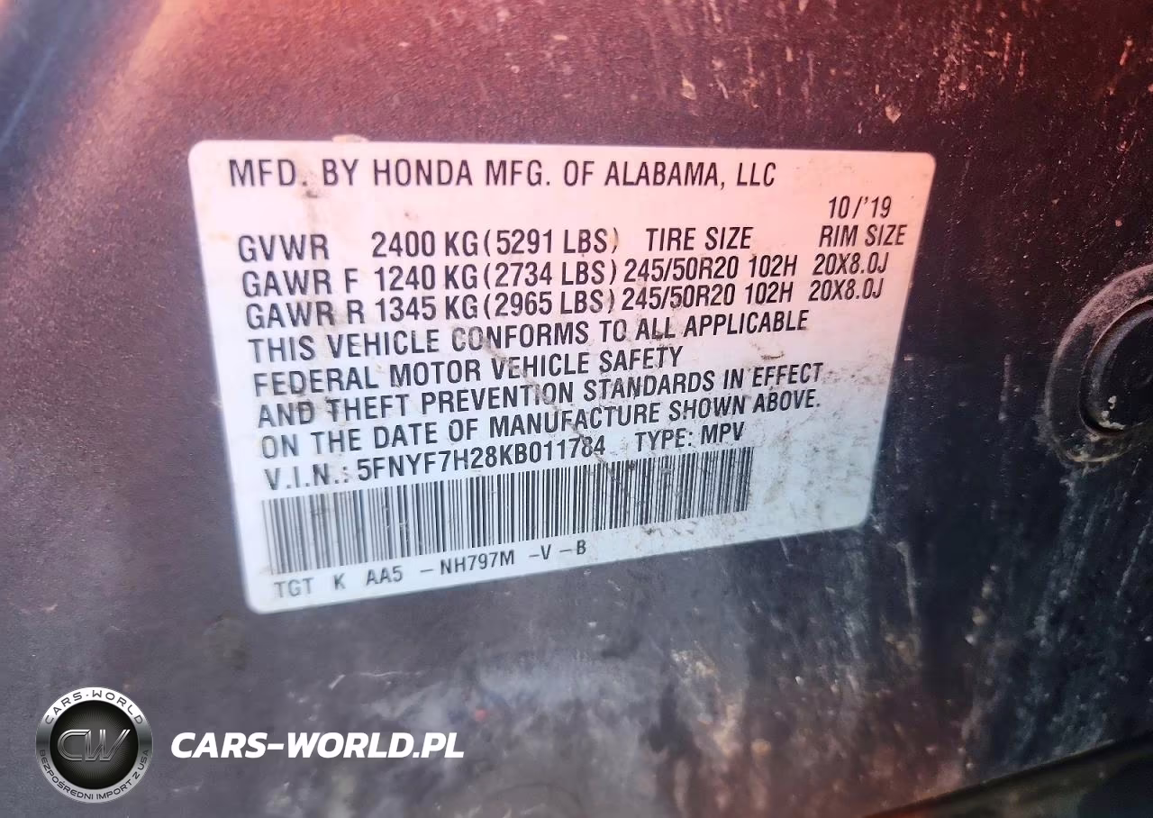 2019 Honda Passport Sport VIN:5FNYF7H28KB011784 - 13