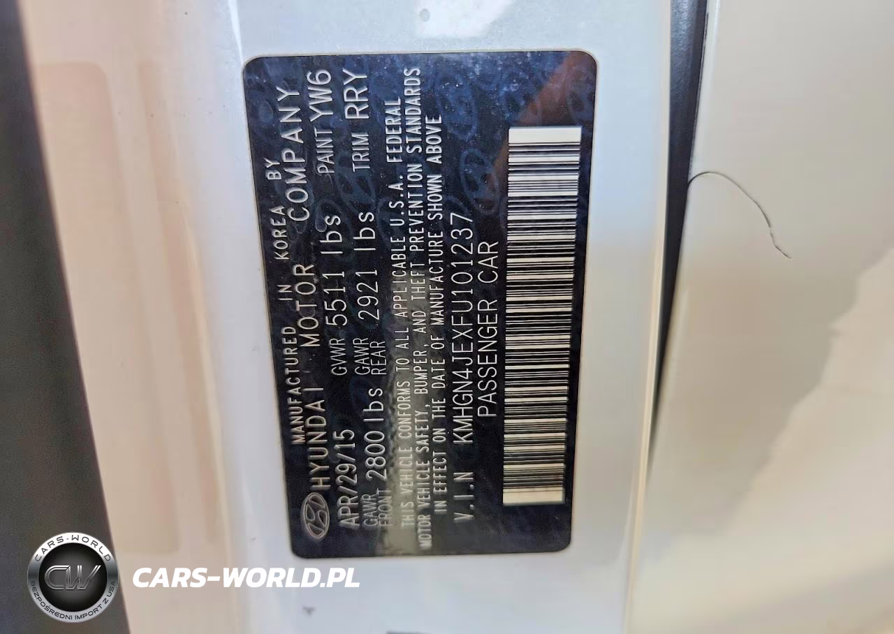 2015 Hyundai Genesis 3.8L VIN:KMHGN4JEXFU101237 - 12