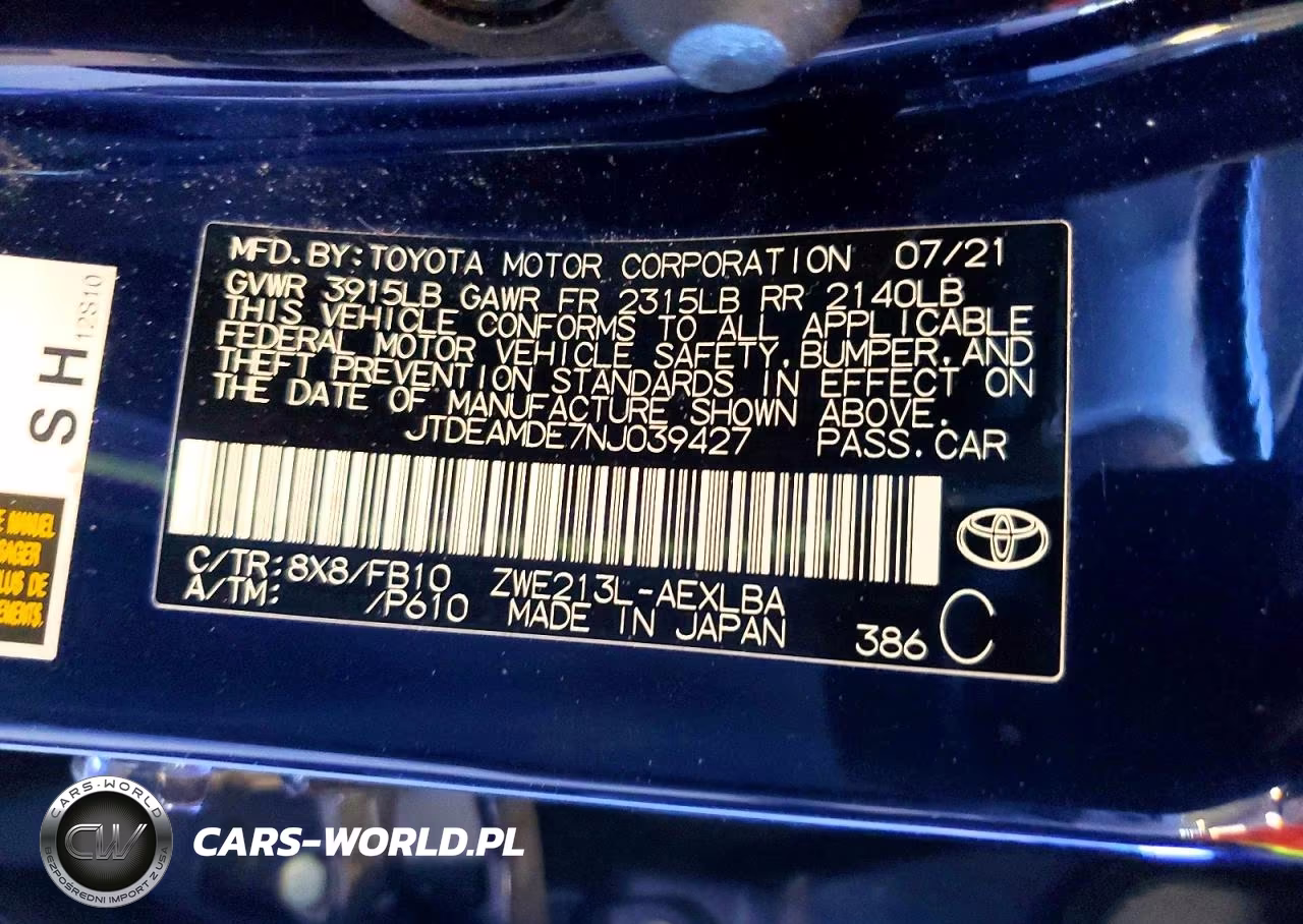 2022 Toyota Corolla Le VIN:JTDEAMDE7NJ039427 - 13