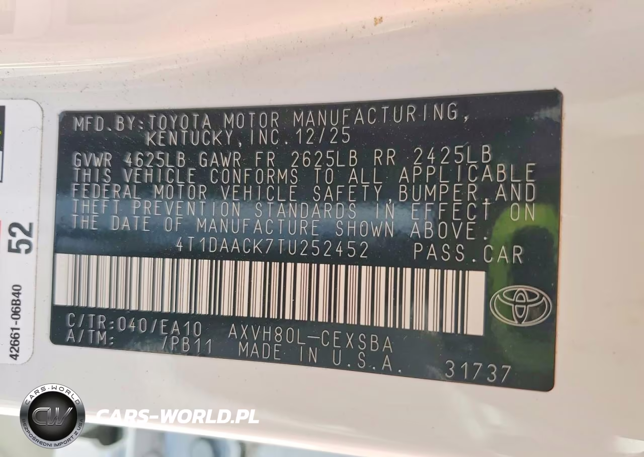 2026 Toyota Camry Se VIN:4T1DAACK7TU252452 - 13