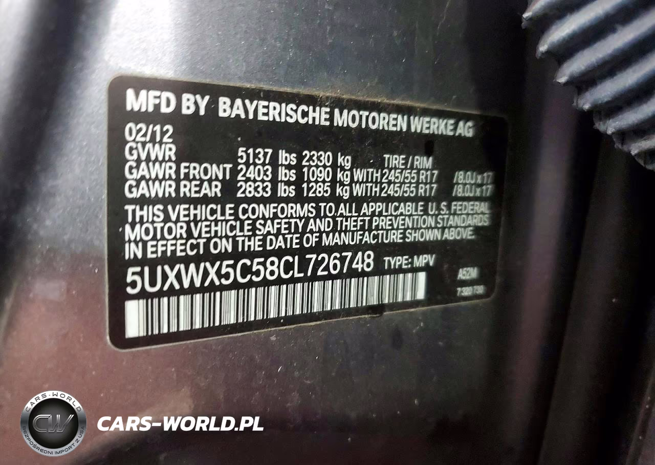 2012 BMW X3 xDrive28I VIN:5UXWX5C58CL726748 - 12