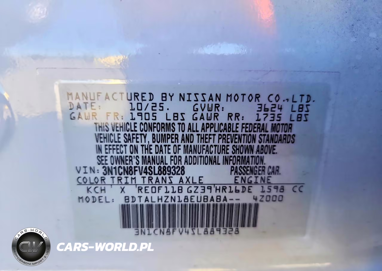 2025 Nissan Versa Sr VIN:3N1CN8FV4SL889328 - 13