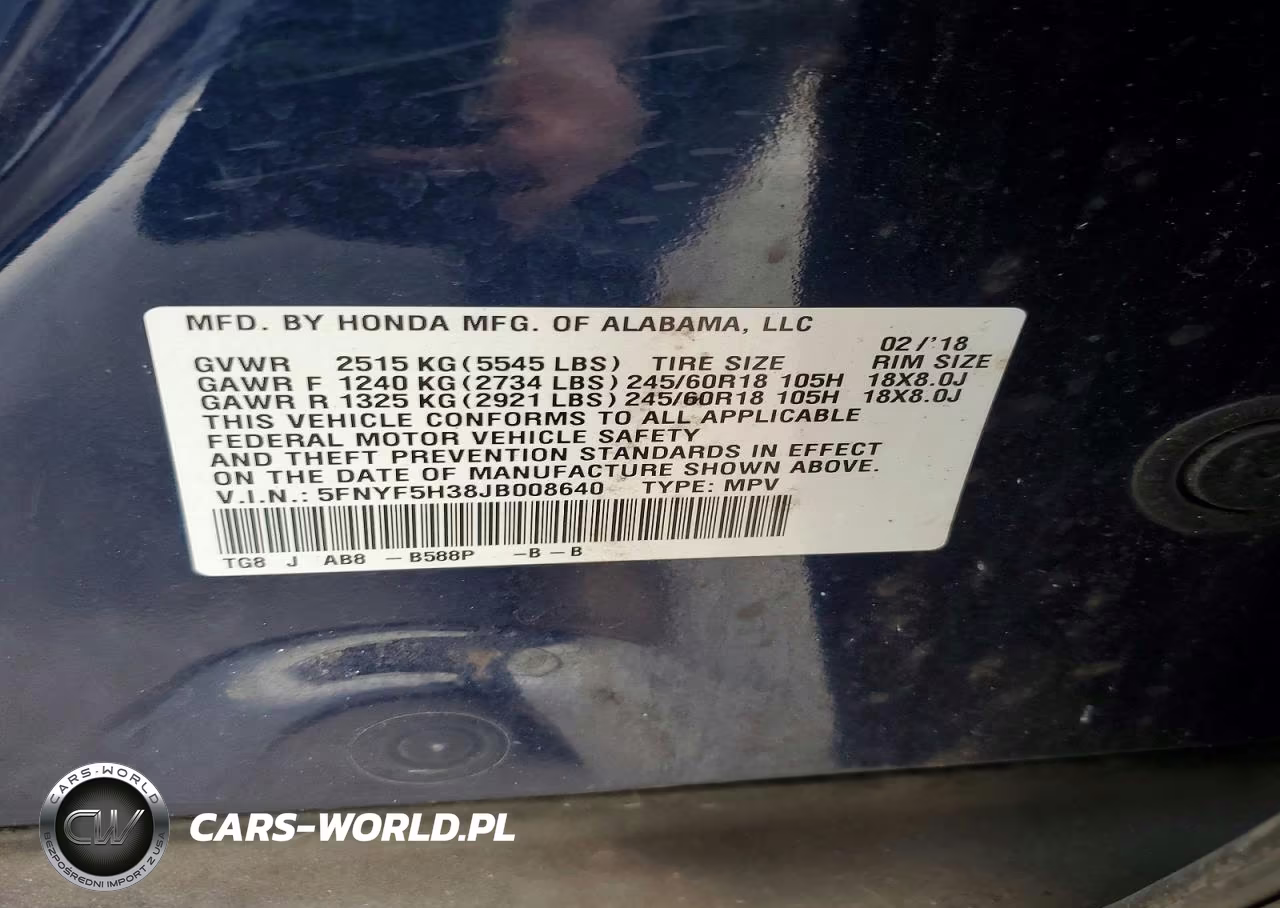 2018 Honda Pilot Ex VIN:5FNYF5H38JB008640 - 13