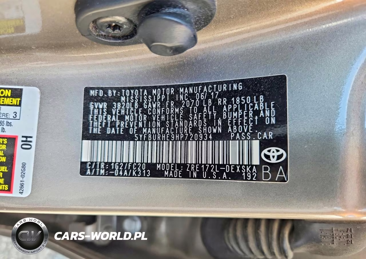 2017 Toyota Corolla Se VIN:5YFBURHE9HP720934 - 12