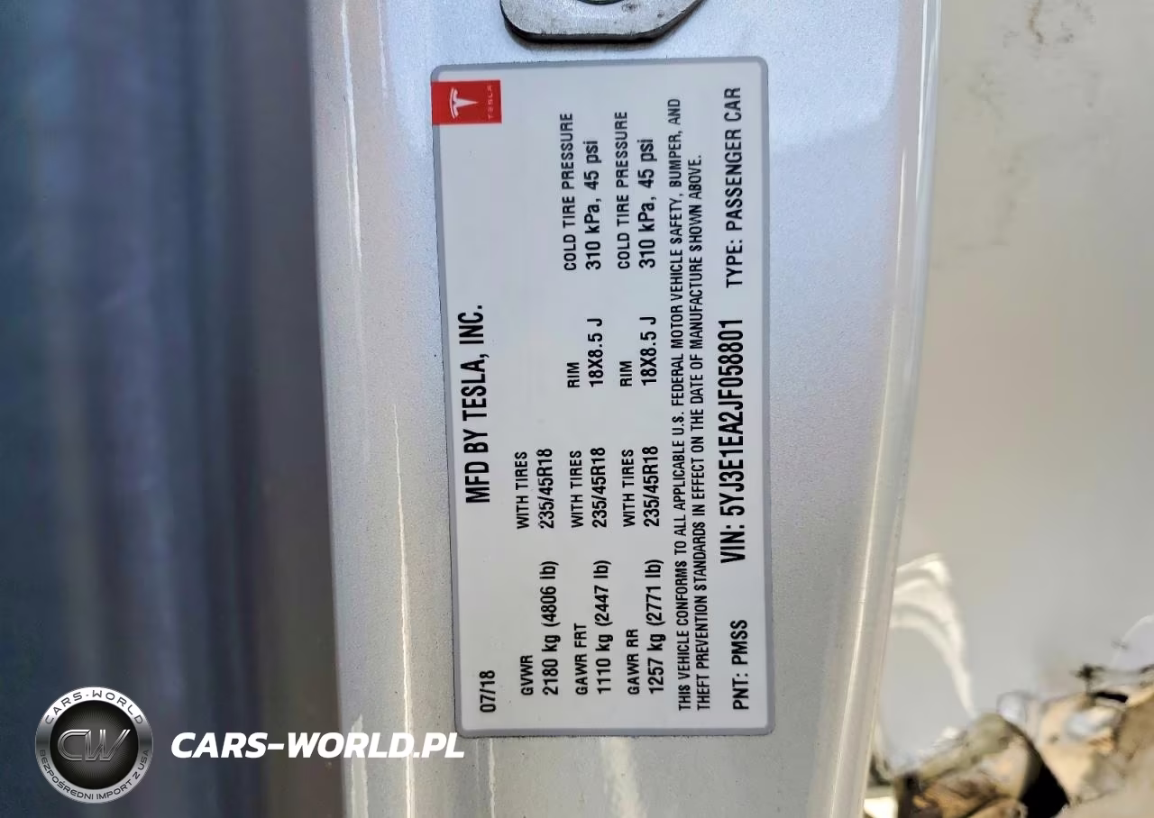 2018 Tesla Model 3 VIN:5YJ3E1EA2JF058801 - 12