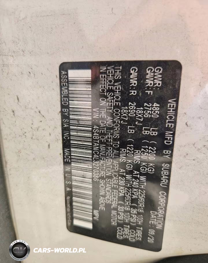 2020 Subaru Outback 2.5I Premium VIN:4S4BTANC4L3270386 - 13