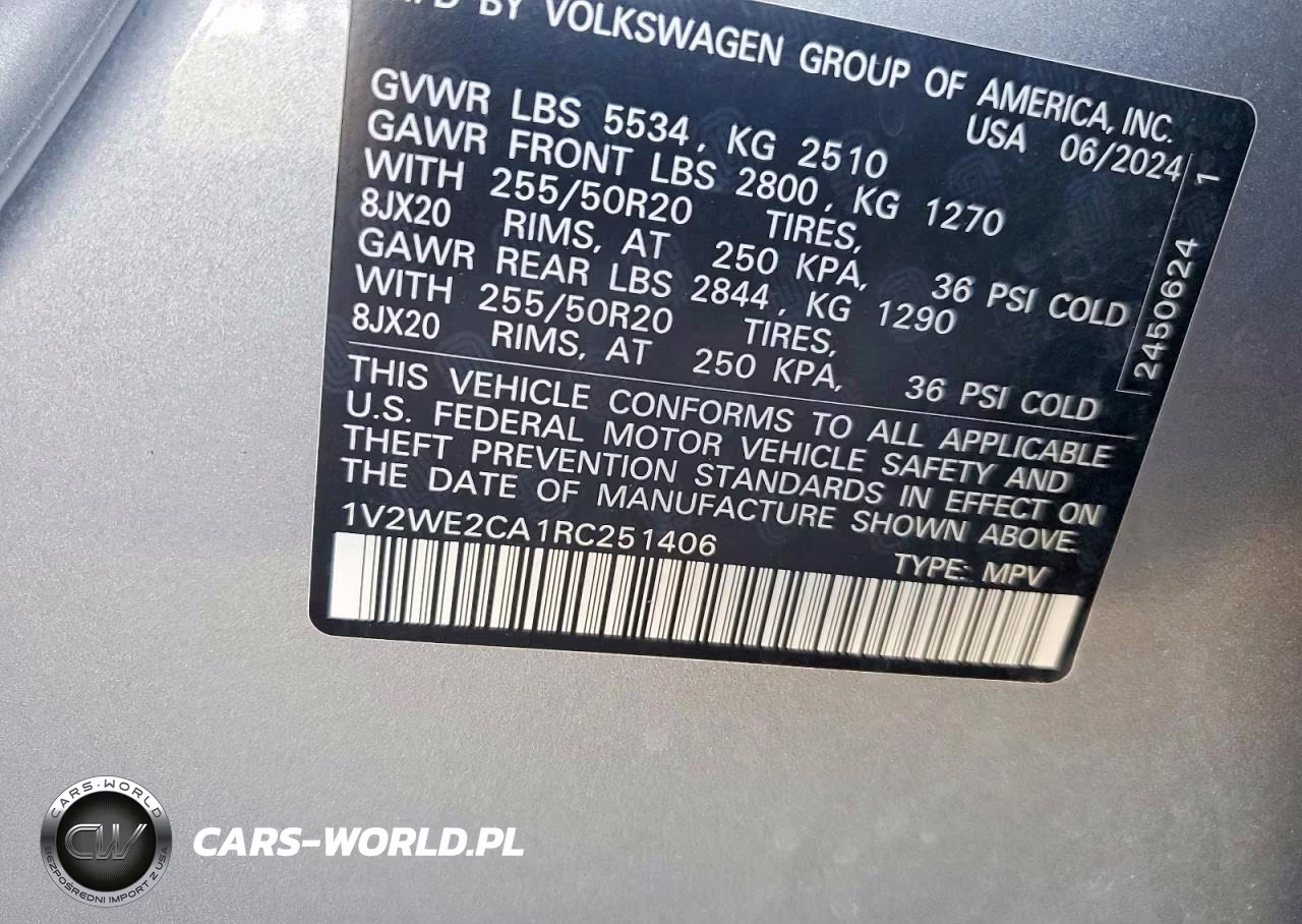 2024 Volkswagen Atlas Cross Sport Se VIN:1V2WE2CA1RC251406 - 14