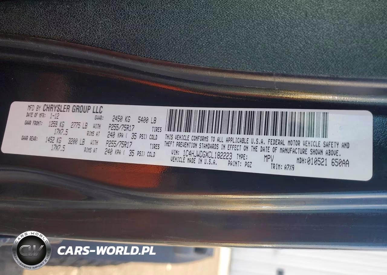 2012 Jeep Wrangler Unlimited Sport VIN:1C4HJWDGXCL182223 - 12