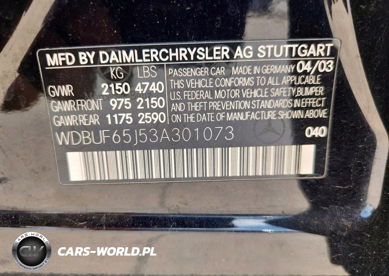 2003 Mercedes-Benz E 320 VIN:WDBUF65J53A301073 - 13