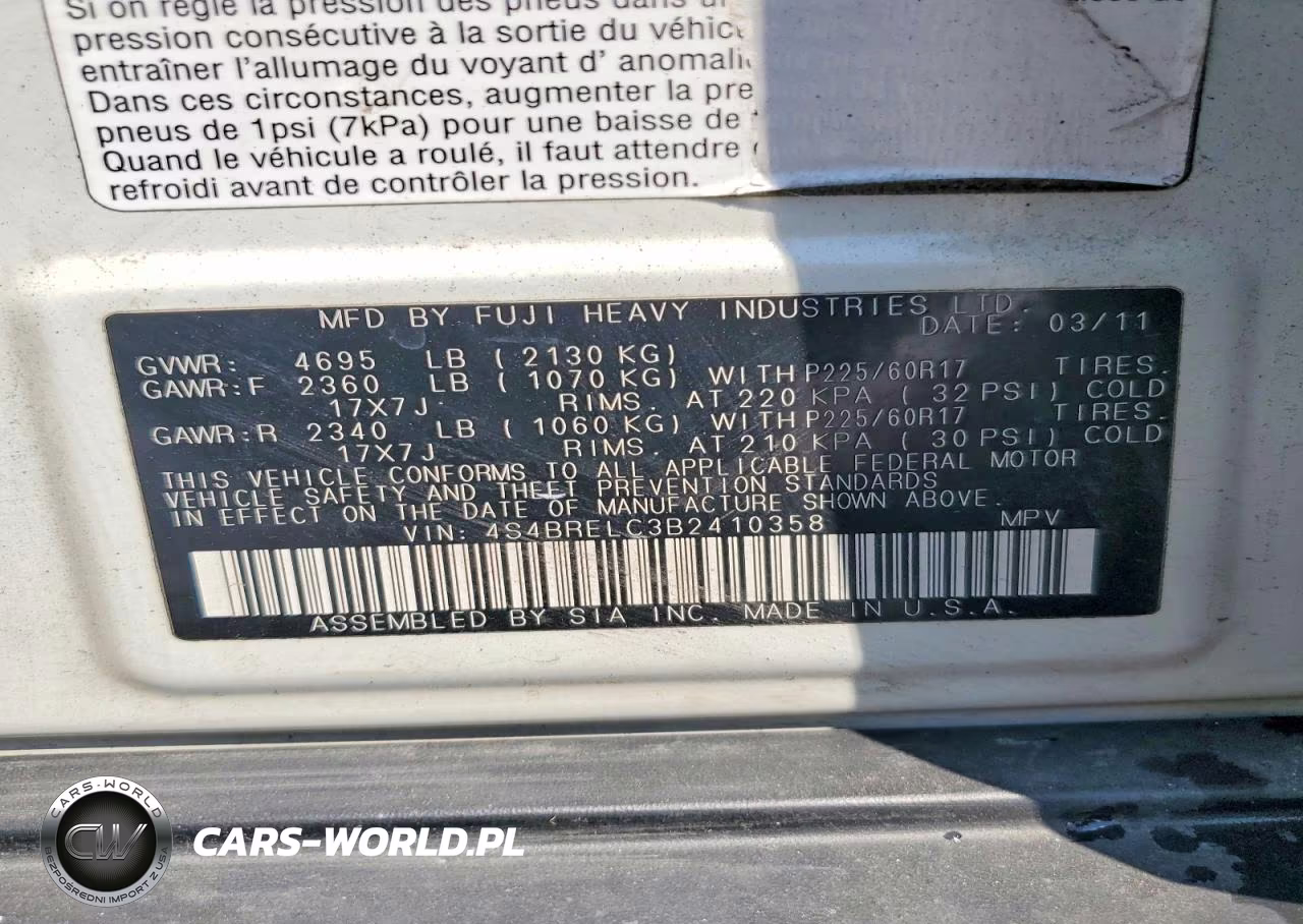 2011 Subaru Outback 3.6R Limited VIN:4S4BRELC3B2410358 - 13