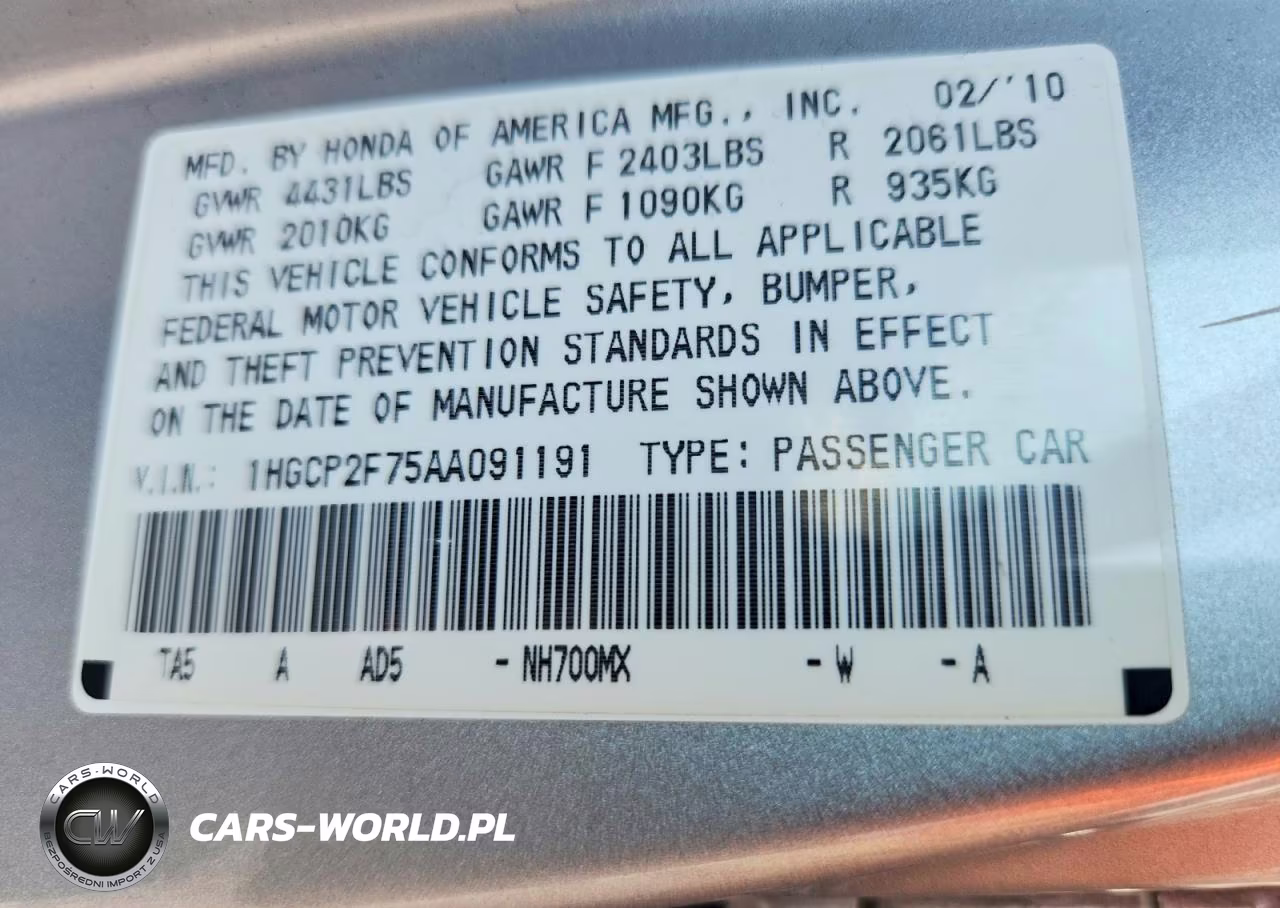 2010 Honda Accord Ex VIN:1HGCP2F75AA091191 - 13