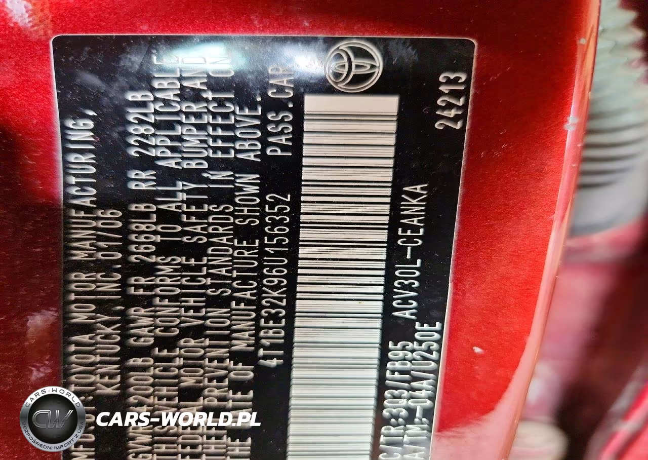 2006 Toyota Camry Le VIN:4T1BE32K96U156352 - 12