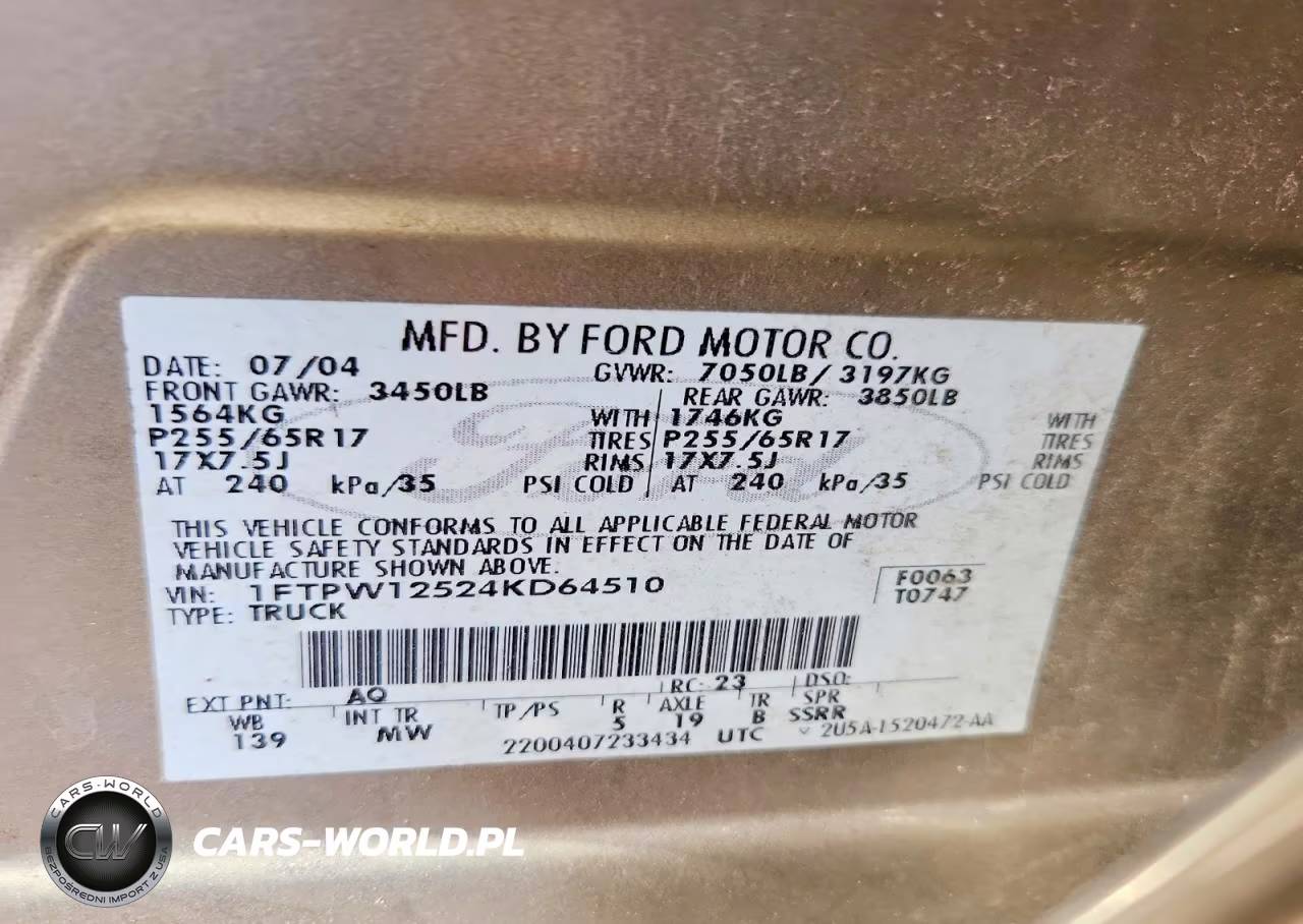 2004 Ford F150 Supercrew VIN:1FTPW12524KD64510 - 12