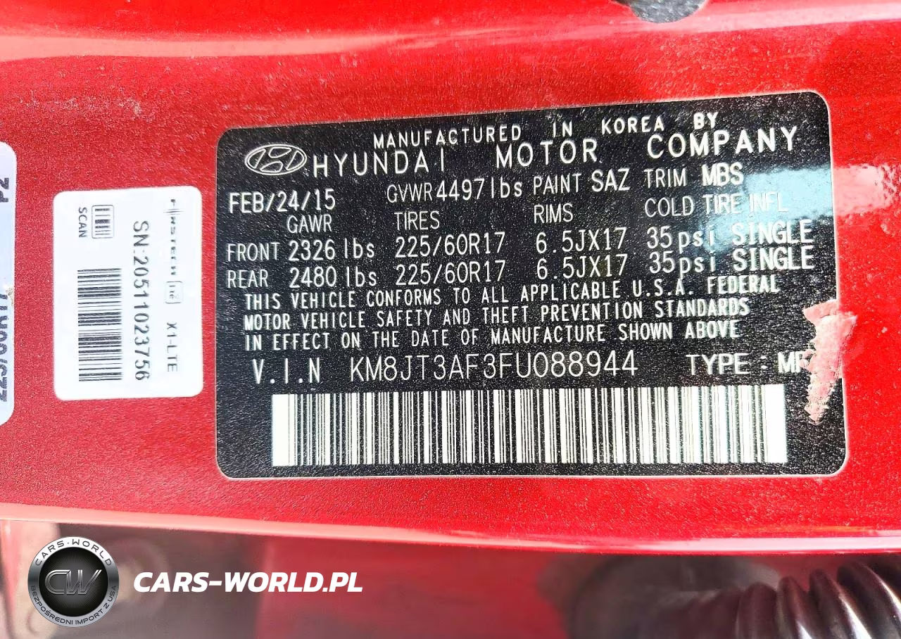 2015 Hyundai Tucson Gls VIN:KM8JT3AF3FU088944 - 13