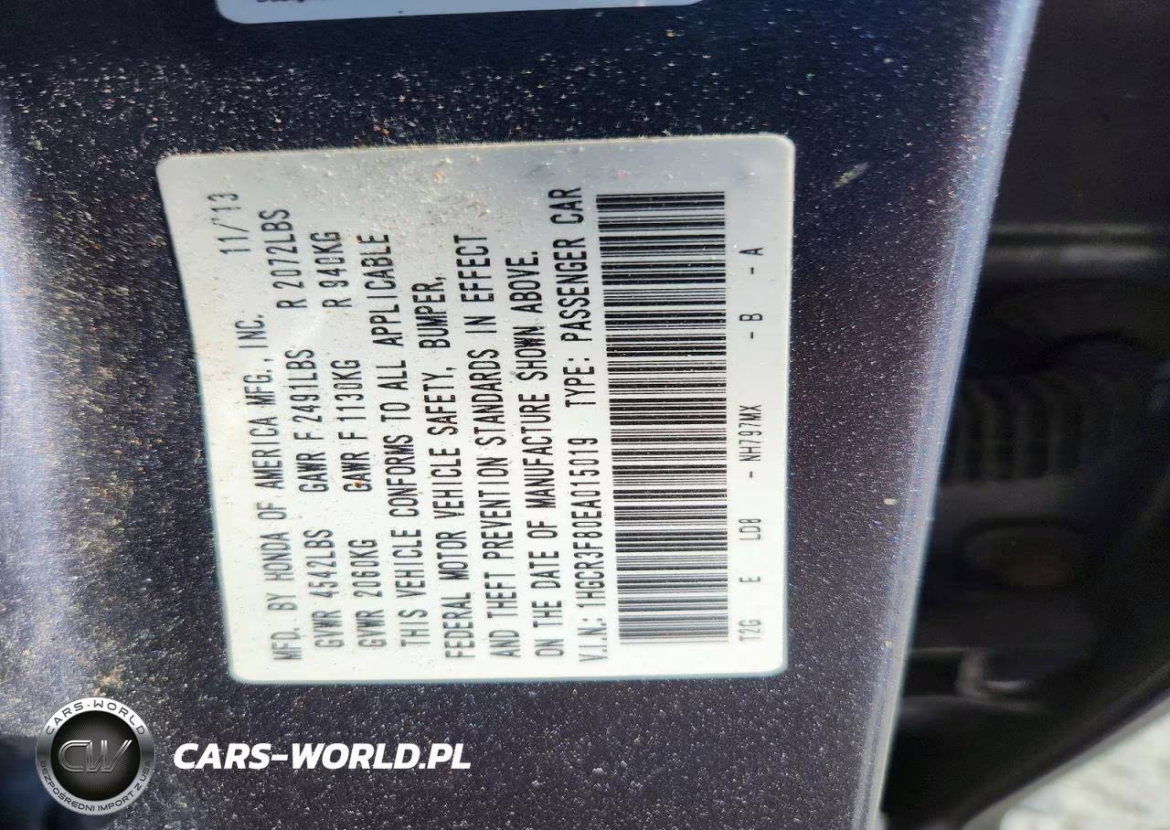 2014 Honda Accord Exl VIN:1HGCR3F80EA015019 - 13