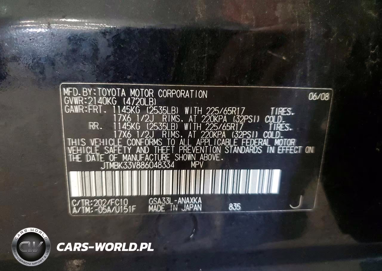 2008 Toyota Rav4 Base VIN:JTMBK33V886048334 - 13