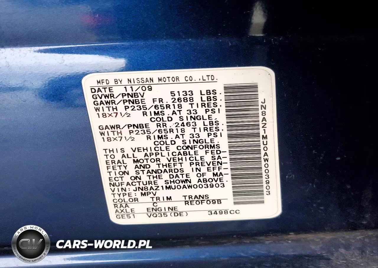 2010 Nissan Murano S VIN:JN8AZ1MU0AW003903 - 12