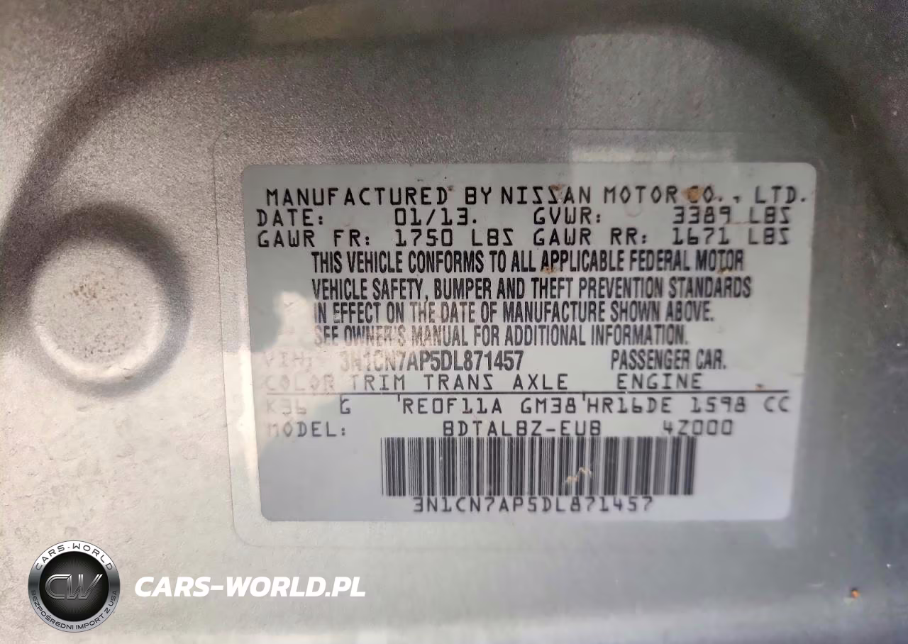 2013 Nissan Versa 1.6 Sv VIN:3N1CN7AP5DL871457 - 12