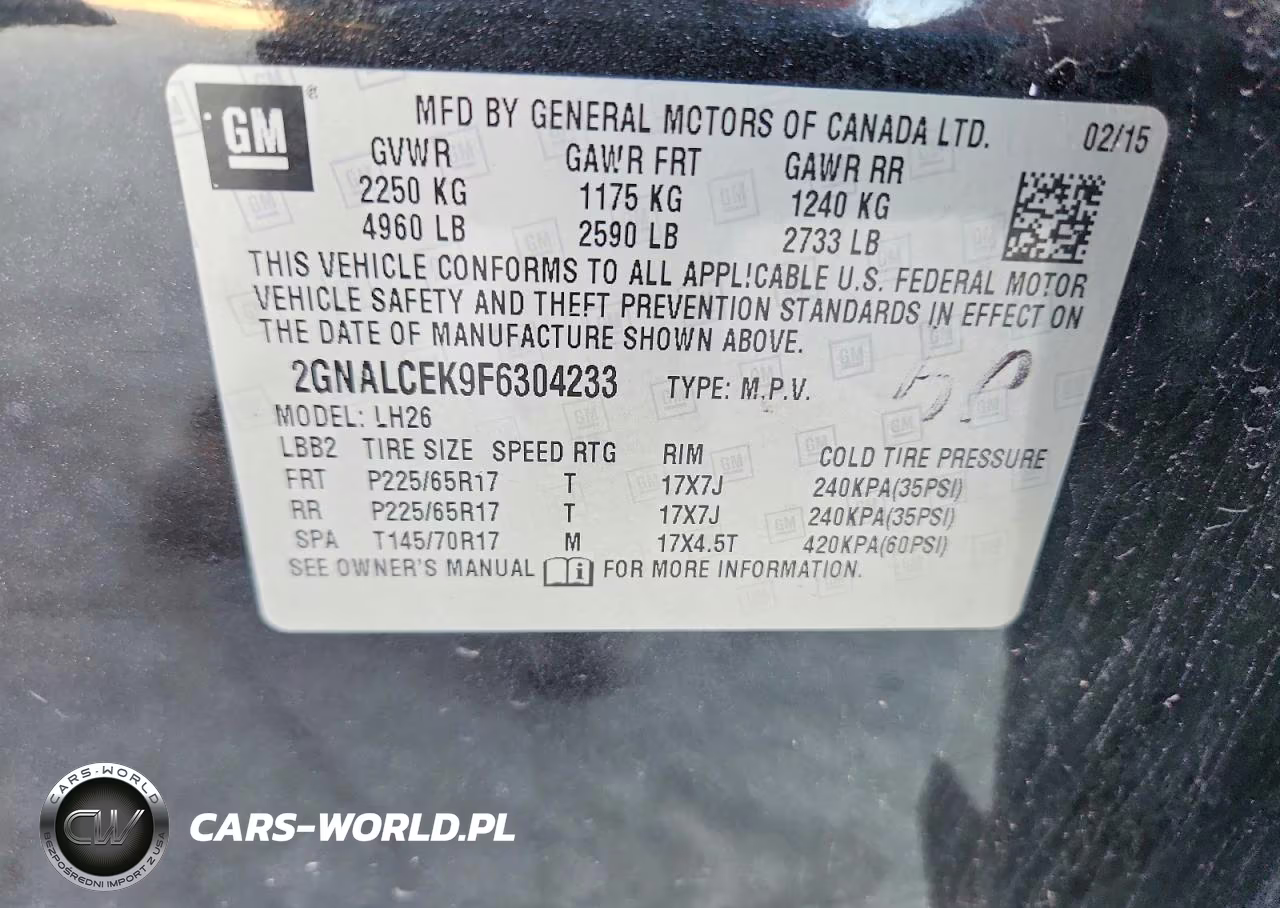 2015 Chevrolet Equinox Lt VIN:2GNALCEK9F6304233 - 13