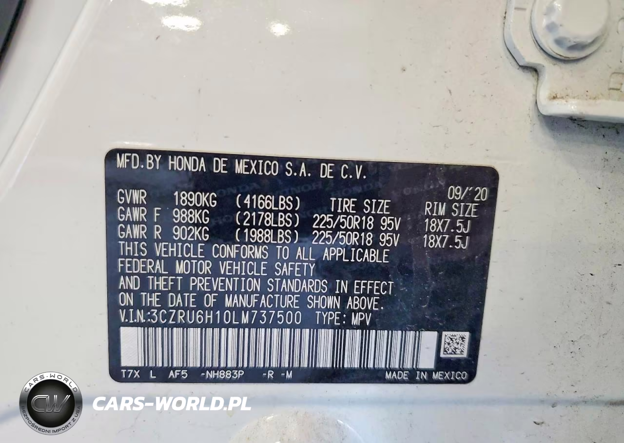 2020 Honda Hr-V Sport VIN:3CZRU6H10LM737500 - 14