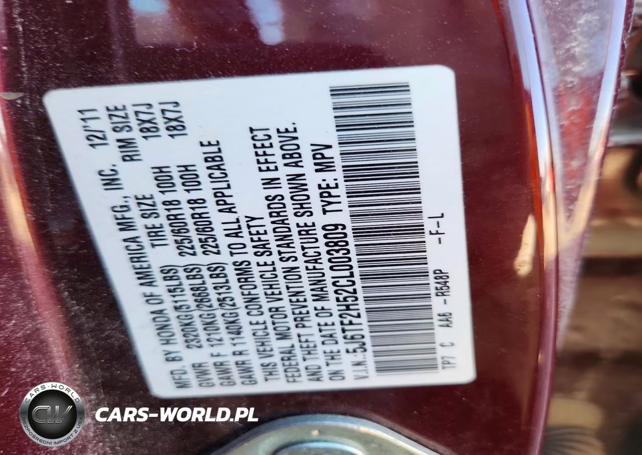 2012 Honda Crosstour Exl VIN:5J6TF2H52CL003809 - 12