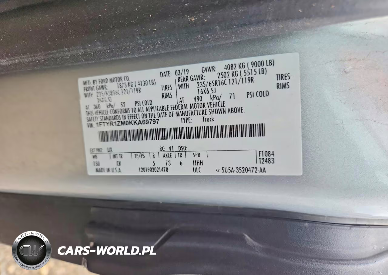2019 Ford Transit T-250 VIN:1FTYR1ZM0KKA69797 - 13