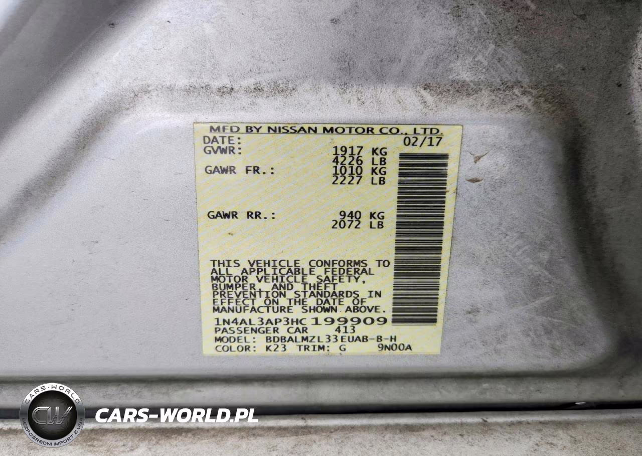2017 Nissan Altima 2.5 Sv VIN:1N4AL3AP3HC199909 - 12