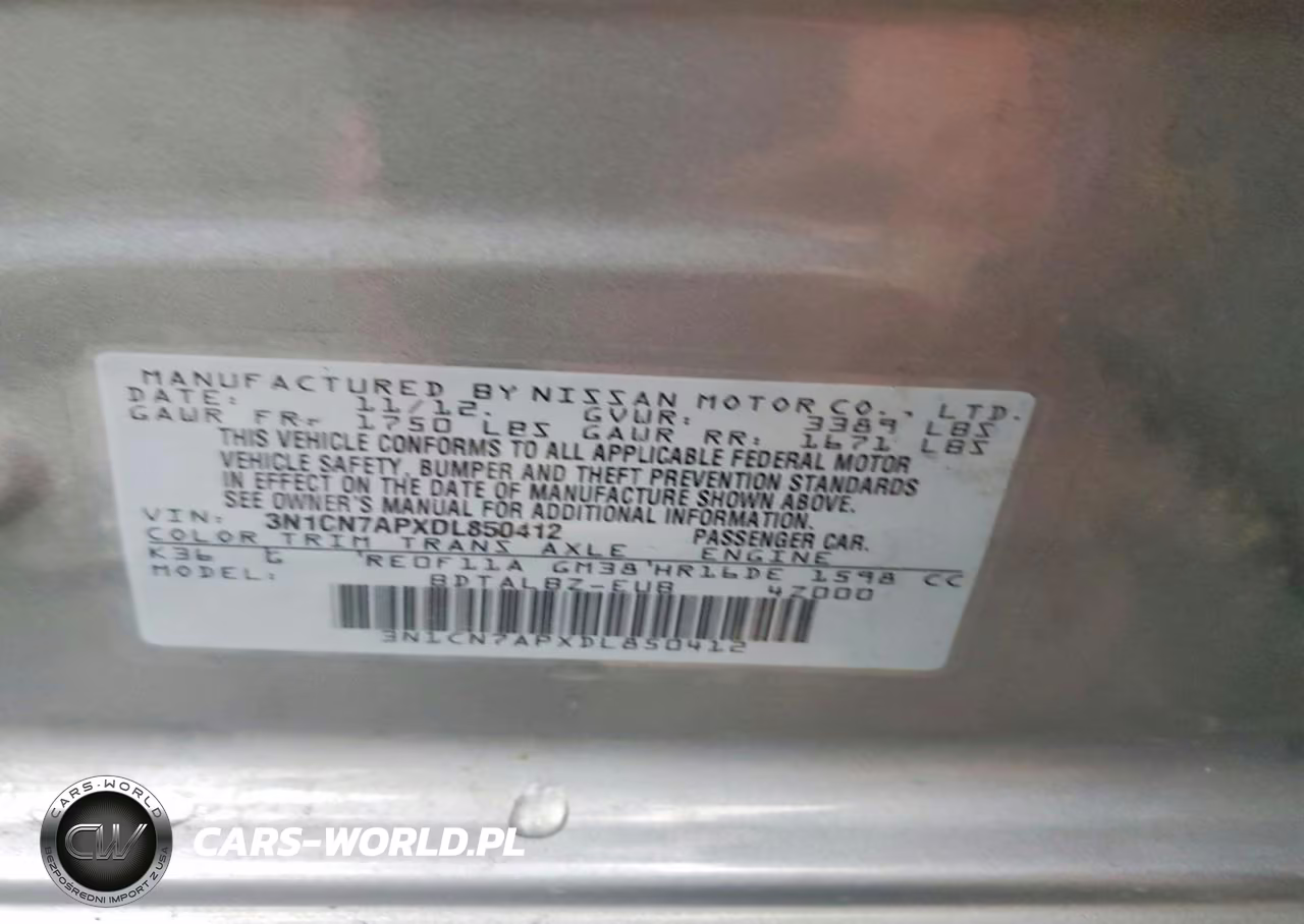 2013 Nissan Versa 1.6 S VIN:3N1CN7APXDL850412 - 12