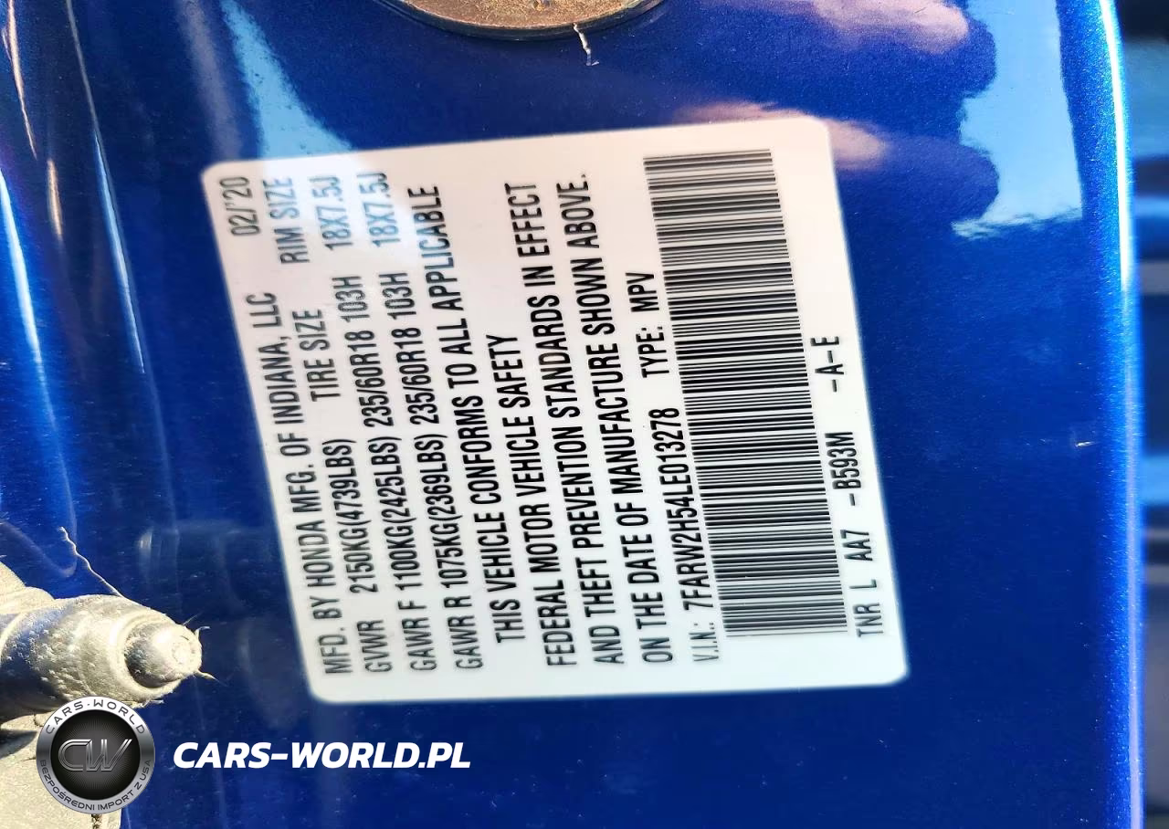 2020 Honda Cr-V Ex VIN:7FARW2H54LE013278 - 13
