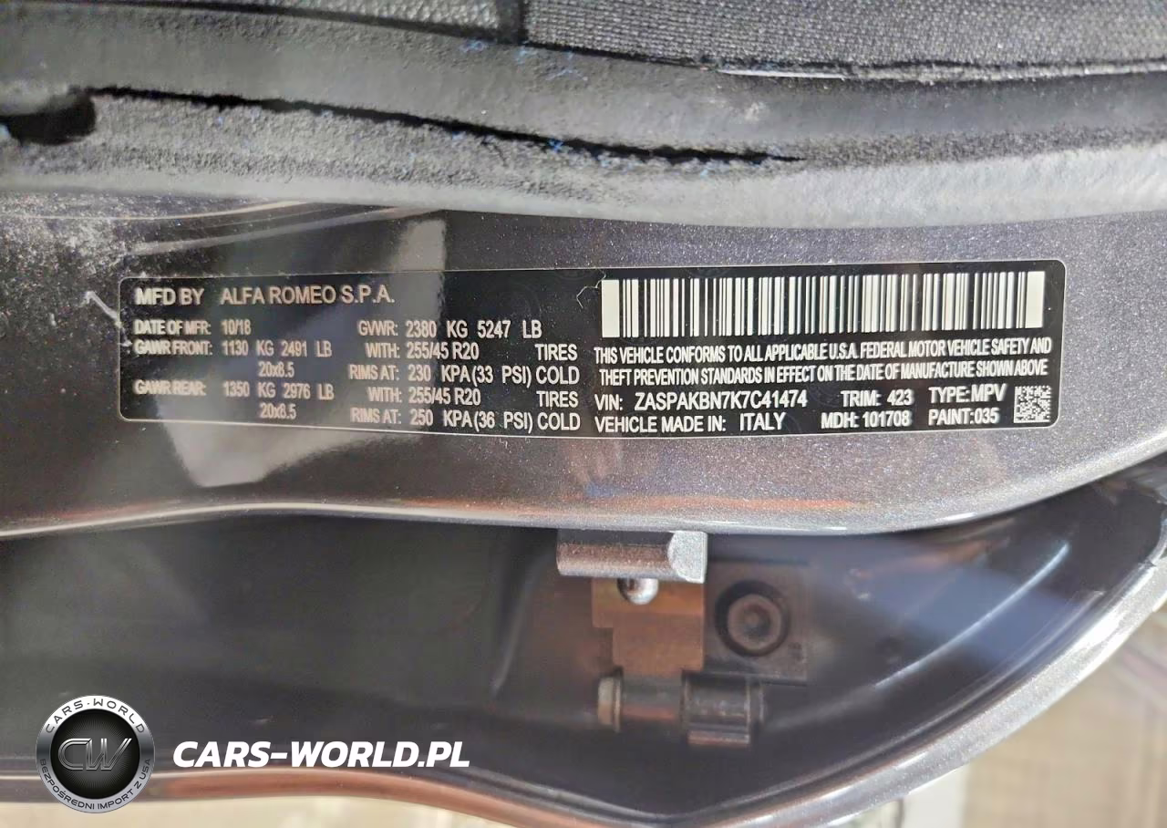 2019 Alfa Romeo Stelvio Ti VIN:ZASPAKBN7K7C41474 - 14