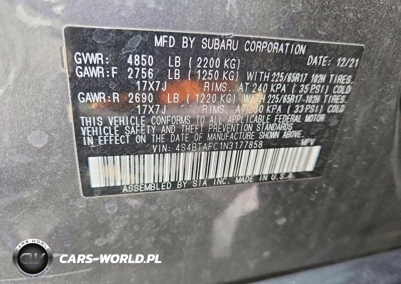 2022 Subaru Outback Premium VIN:4S4BTAFC1N3177858 - 14