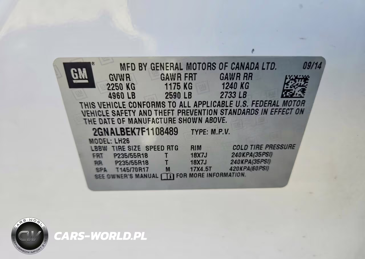2015 Chevrolet Equinox Lt VIN:2GNALBEK7F1108489 - 14