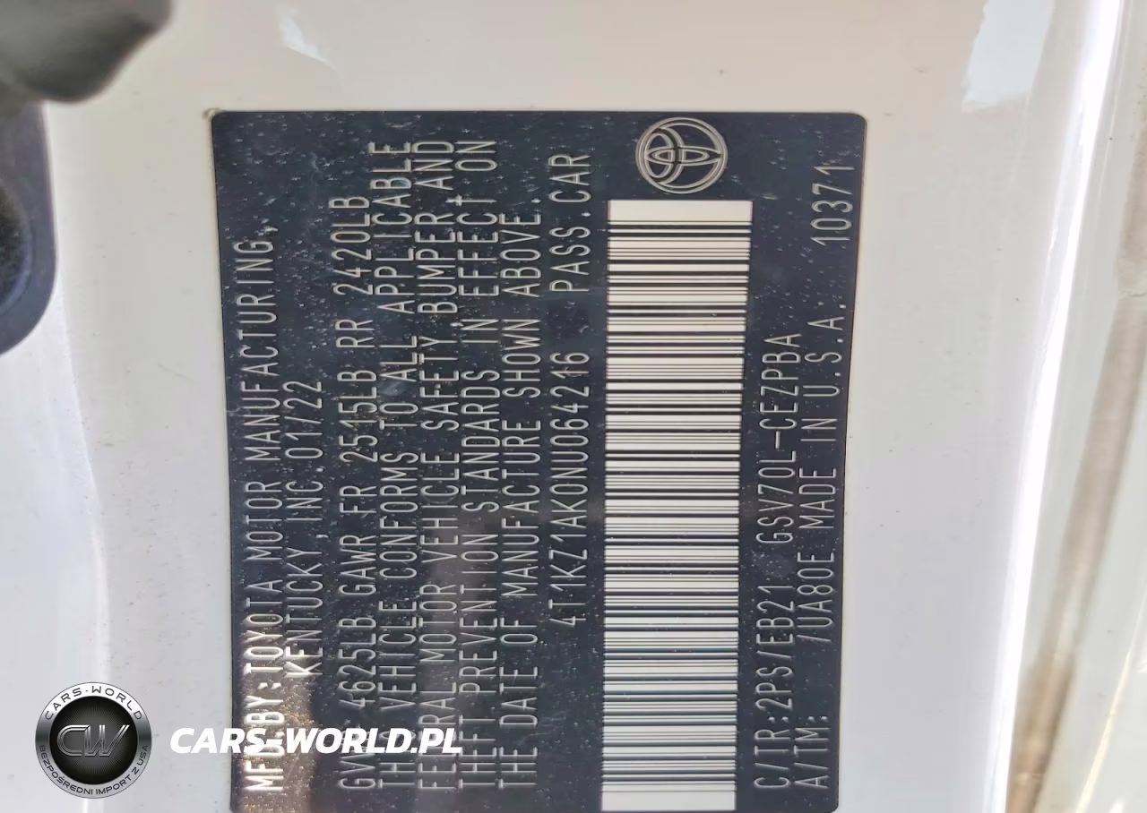 2022 Toyota Camry Trd VIN:4T1KZ1AK0NU064216 - 12