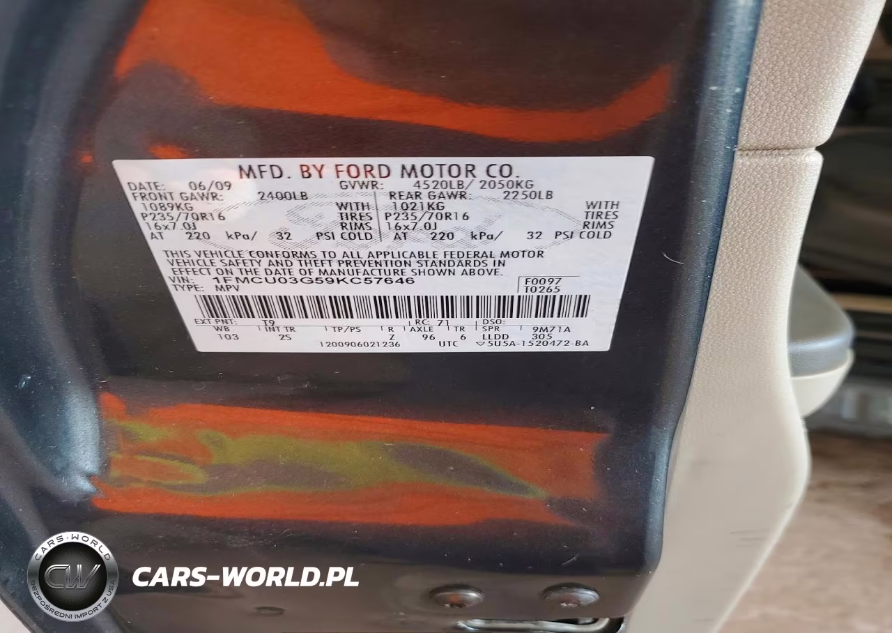 2009 Ford Escape Xlt VIN:1FMCU03G59KC57646 - 12
