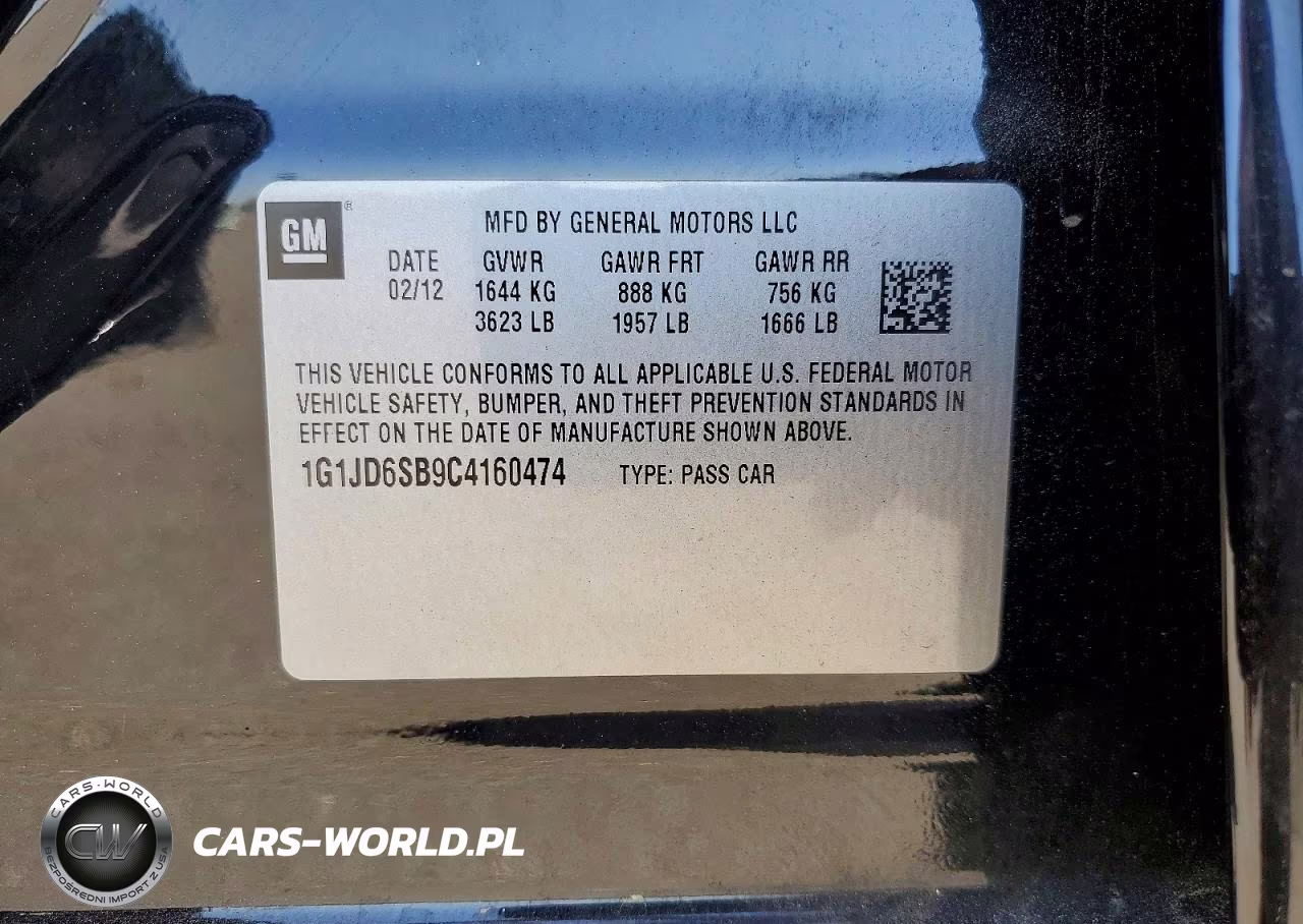 2012 Chevrolet Sonic Lt VIN:1G1JD6SB9C4160474 - 12
