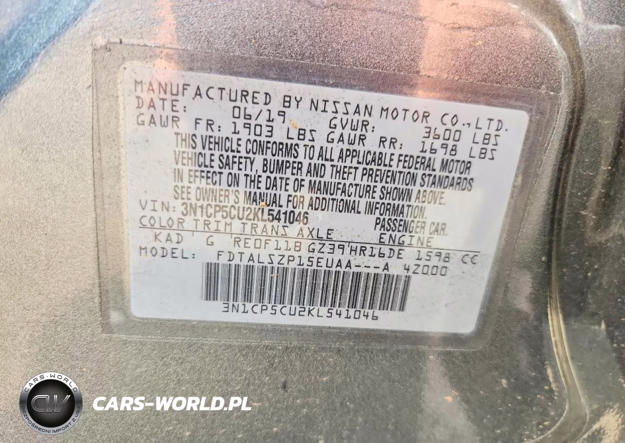 2019 Nissan Kicks Sv VIN:3N1CP5CU2KL541046 - 14