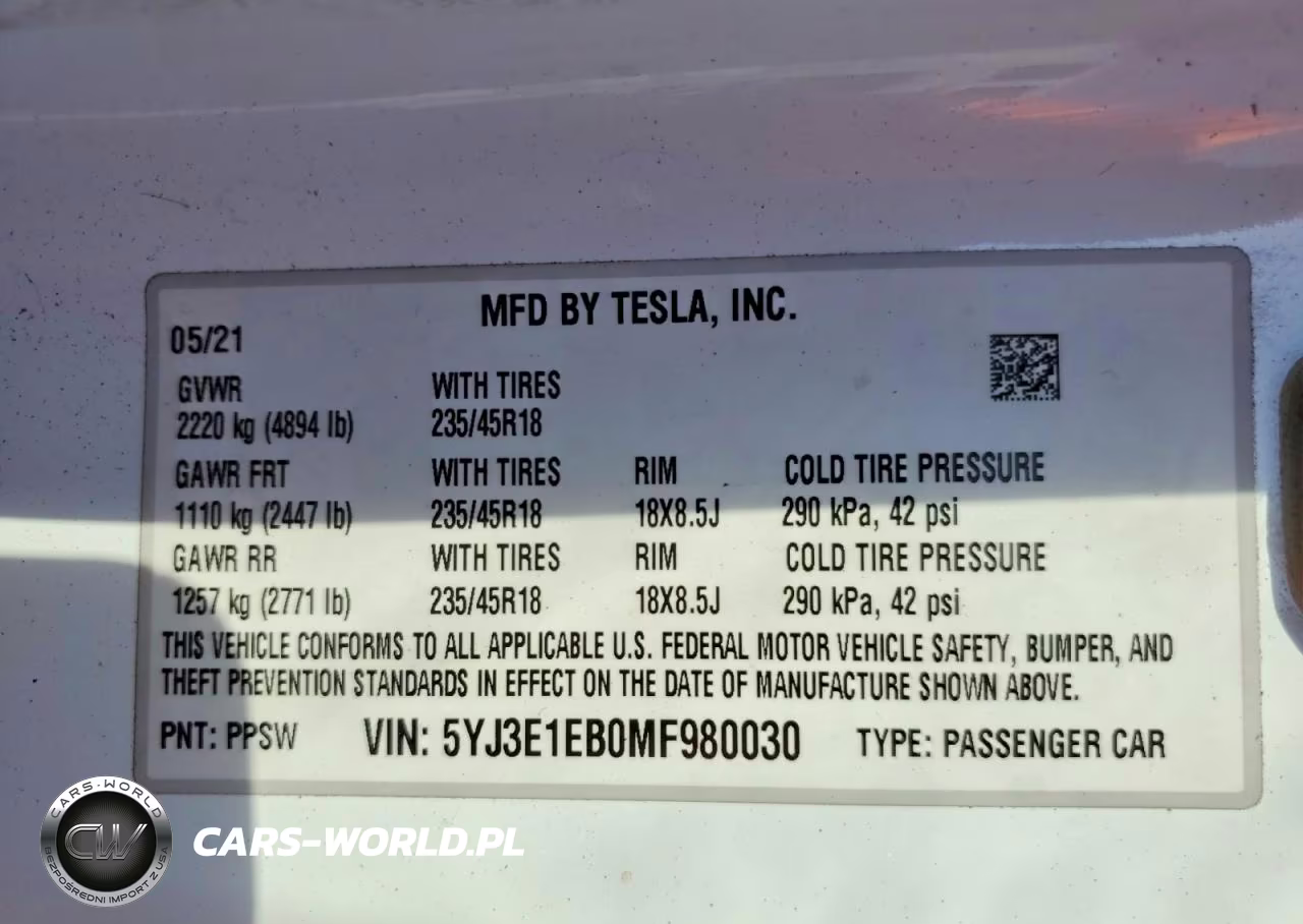 2021 Tesla Model 3 VIN:5YJ3E1EB0MF980030 - 12