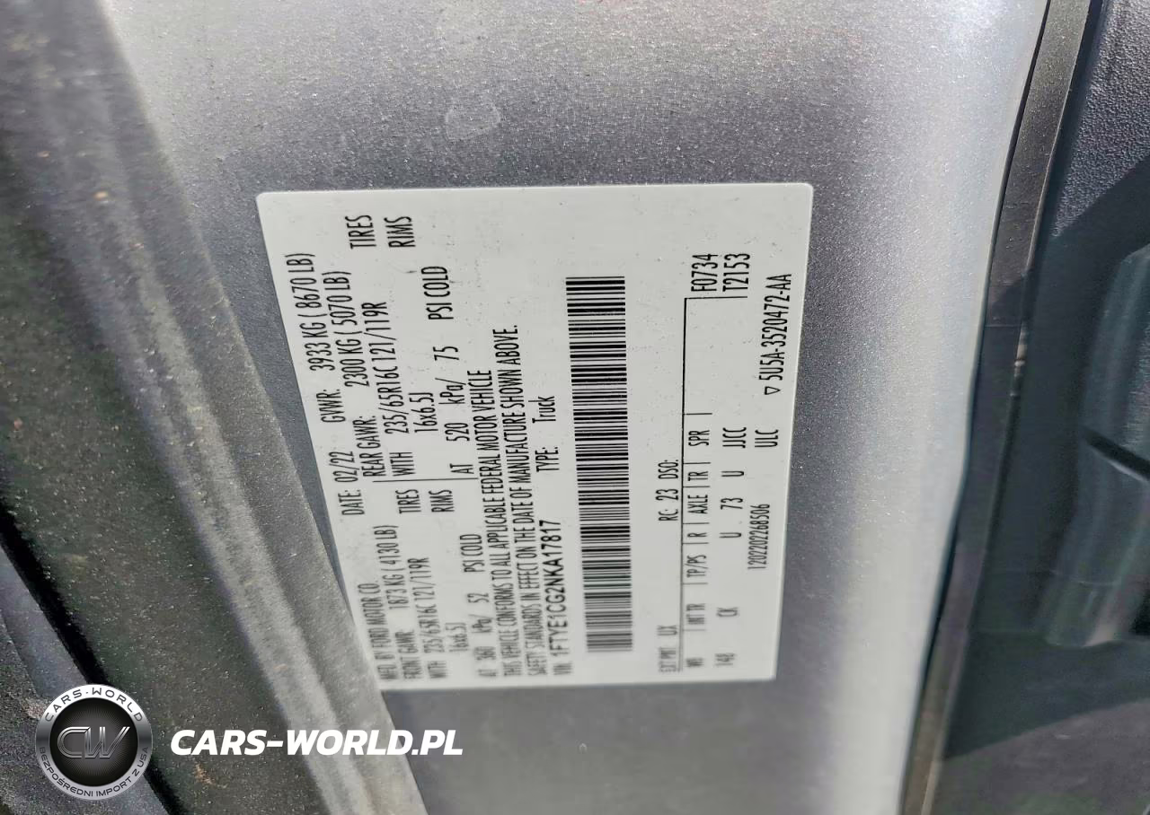 2022 Ford Transit T-150 Delivery Van VIN:1FTYE1CG2NKA17817 - 13
