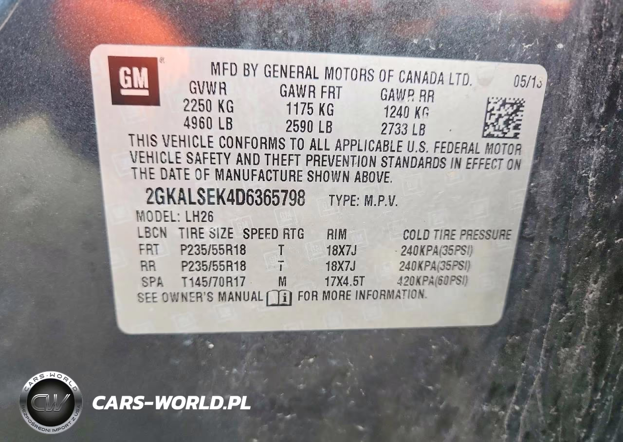 2013 GMC Terrain Sle VIN:2GKALSEK4D6365798 - 13
