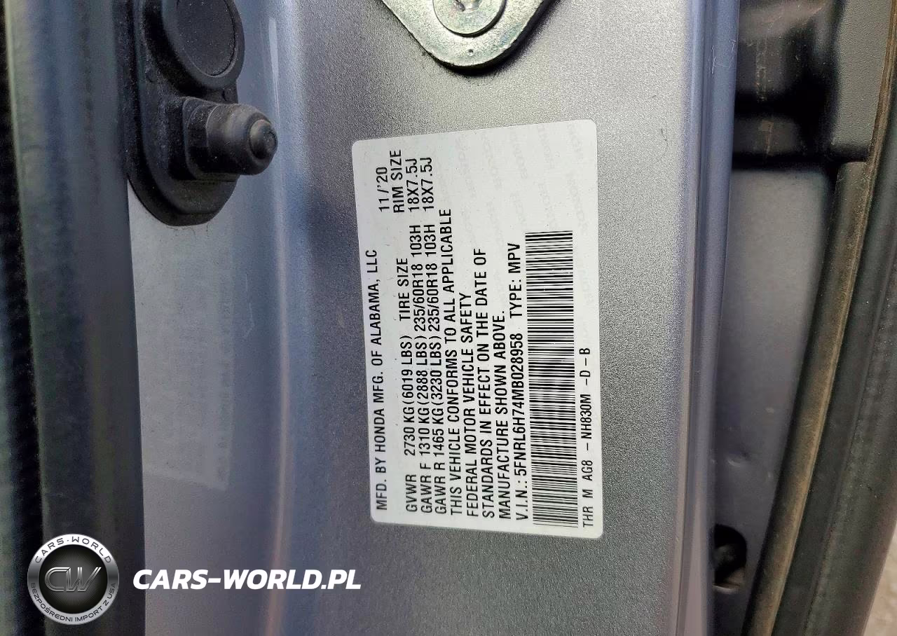 2021 Honda Odyssey Exl VIN:5FNRL6H74MB028958 - 13
