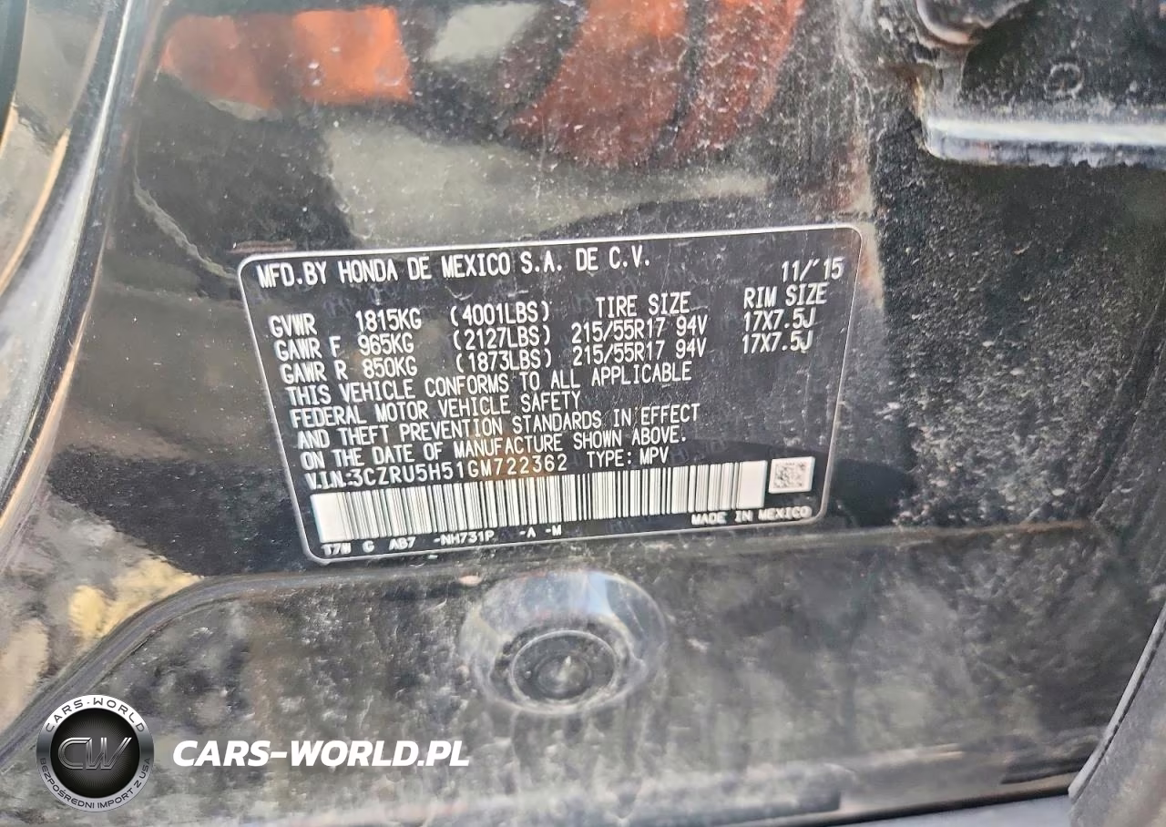 2016 Honda Hr-V Ex VIN:3CZRU5H51GM722362 - 12