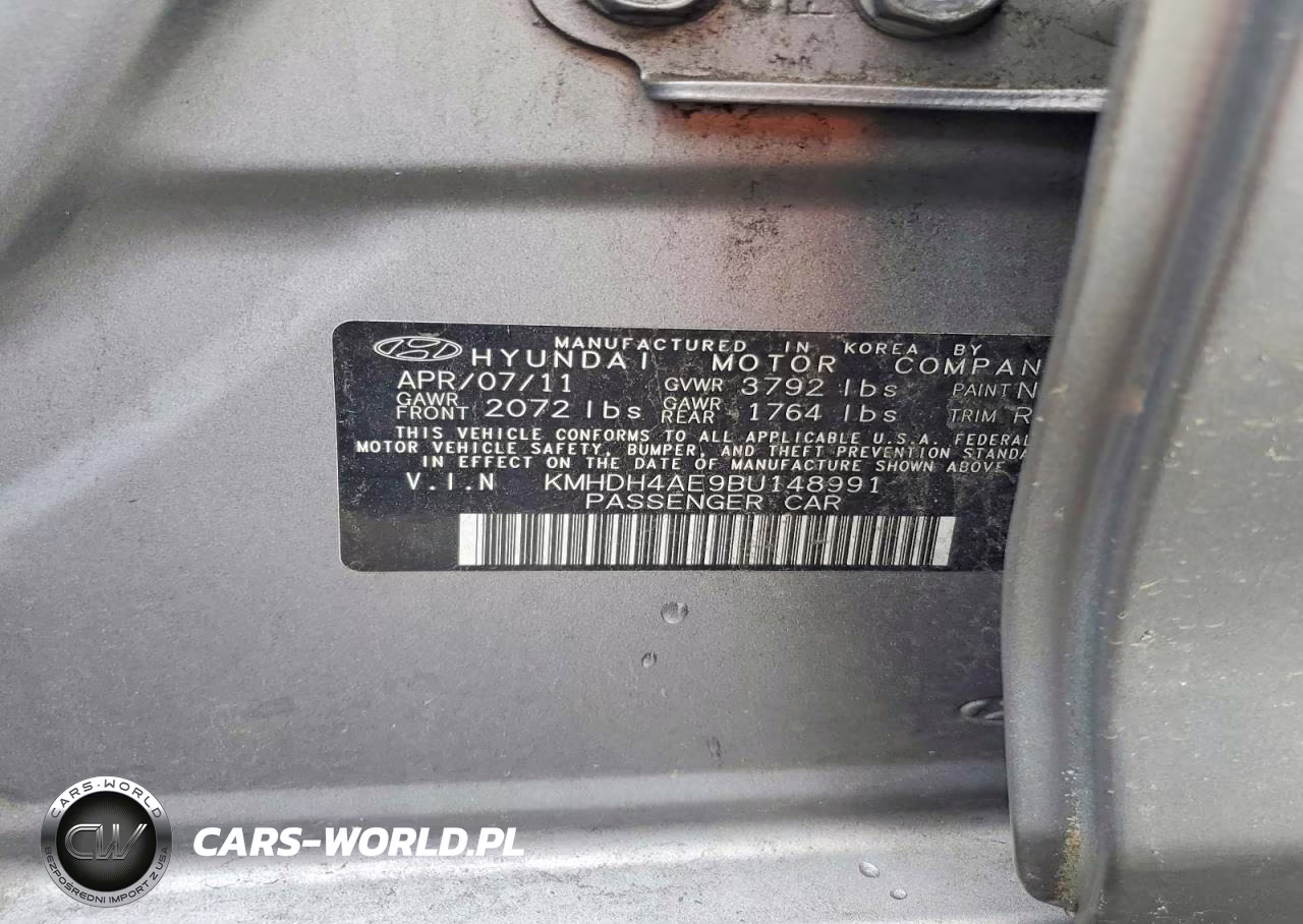2011 Hyundai Elantra Gls VIN:KMHDH4AE9BU148991 - 12