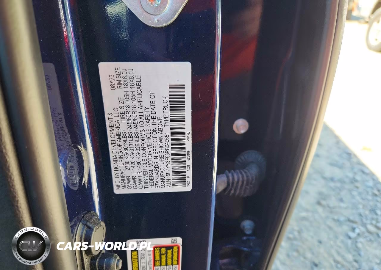 2023 Honda Ridgeline Rtl VIN:5FPYK3F53PB049651 - 12