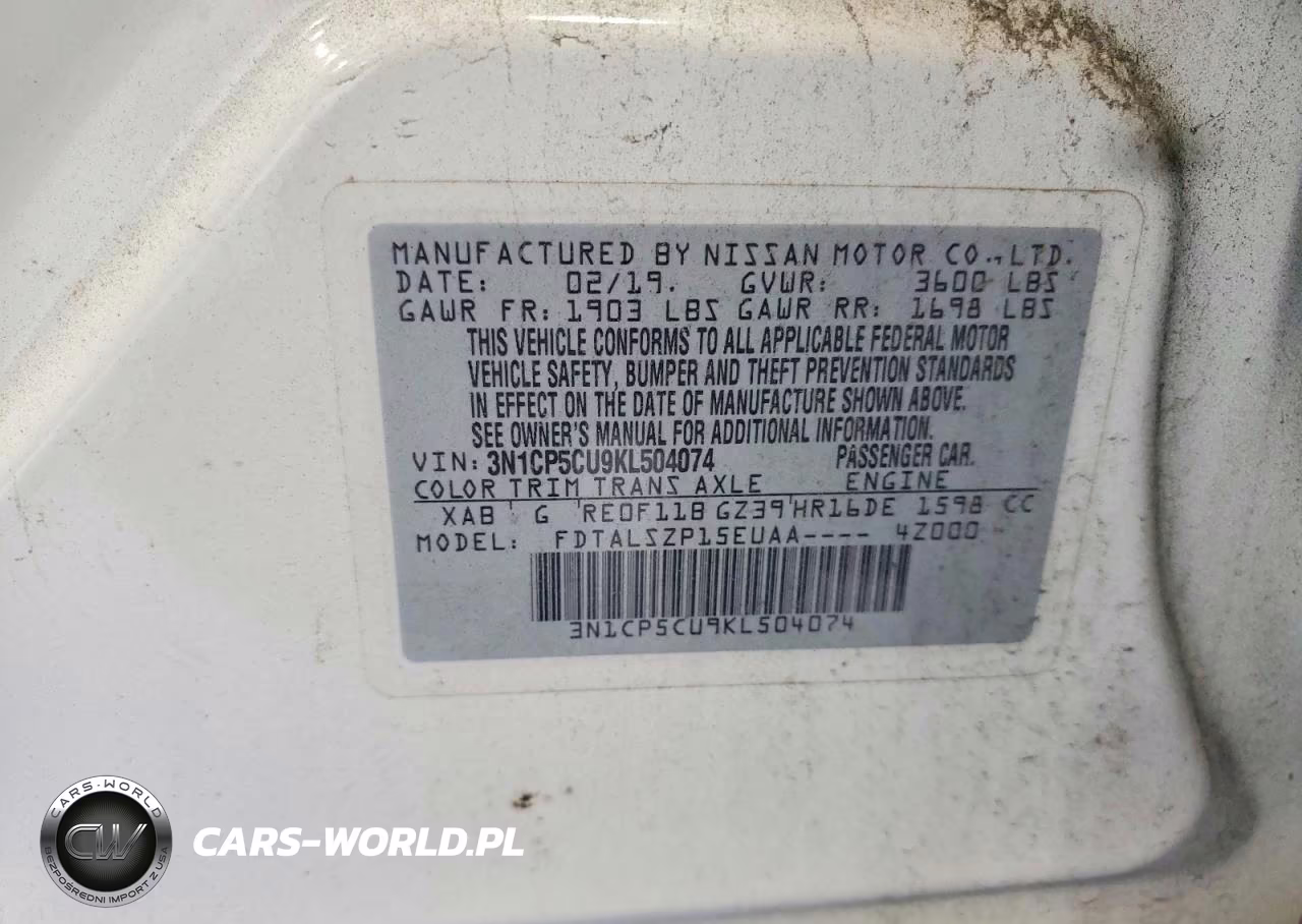 2019 Nissan Kicks Sv VIN:3N1CP5CU9KL504074 - 14