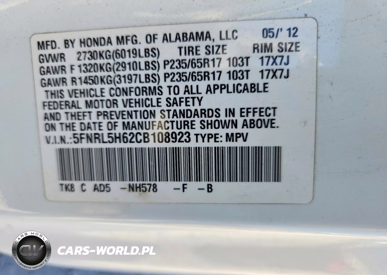 2012 Honda Odyssey Exl VIN:5FNRL5H62CB108923 - 13
