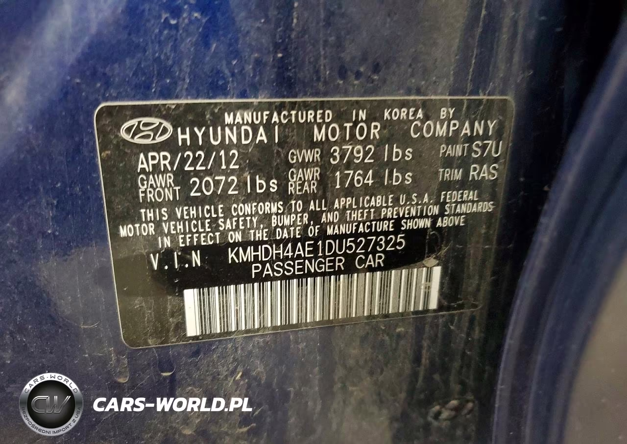 2013 Hyundai Elantra Limited VIN:KMHDH4AE1DU527325 - 12