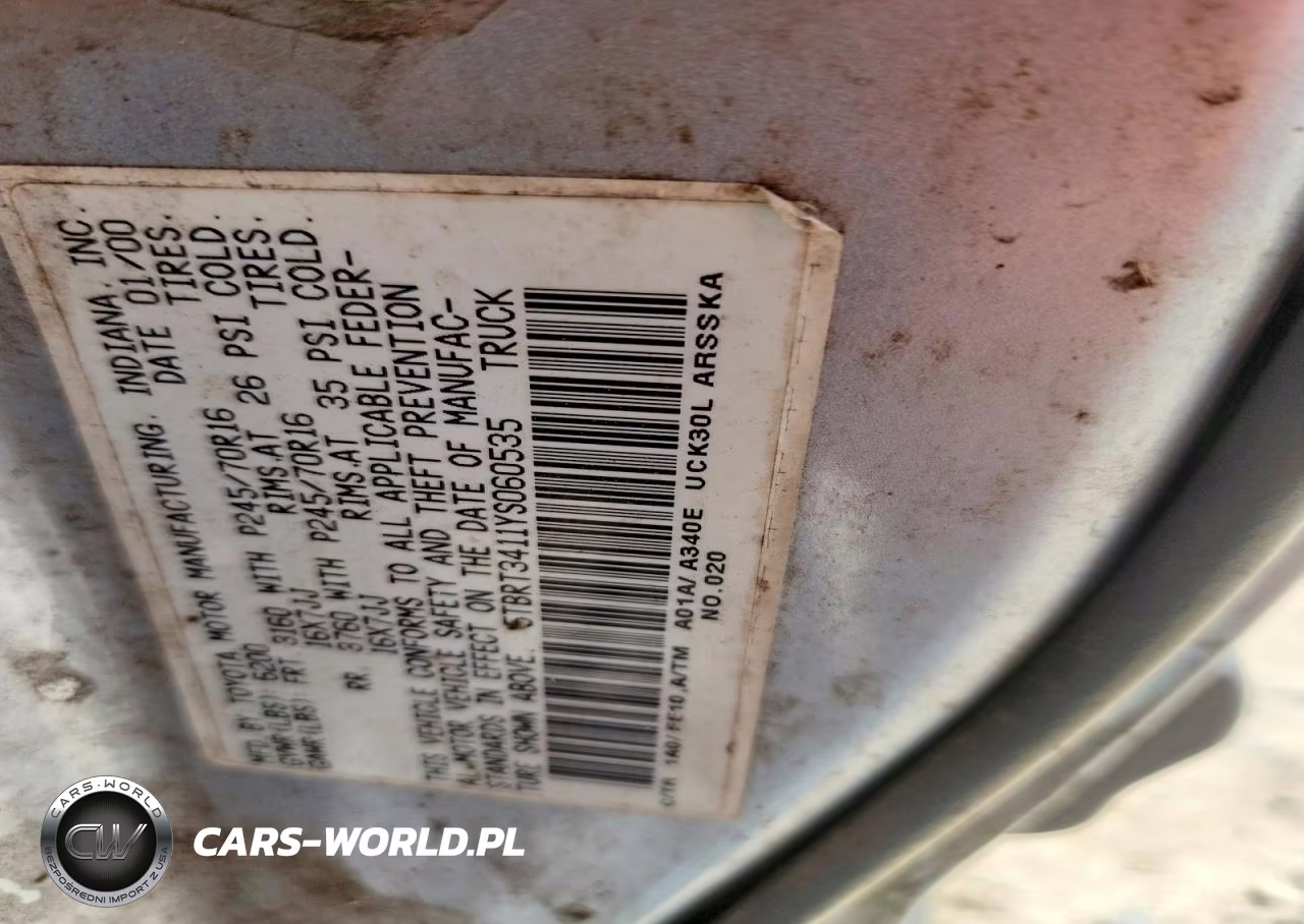 2000 Toyota Tundra Sr5 VIN:5TBRT3411YS060535 - 12