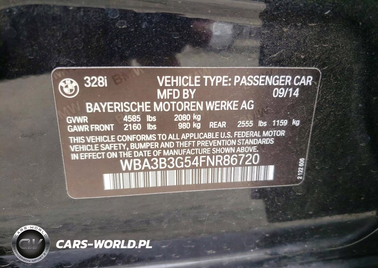 2015 BMW 328 Xi VIN:WBA3B3G54FNR86720 - 12